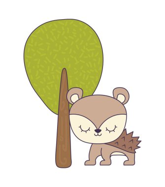 ağaç bitki ile sevimli kirpi hayvan