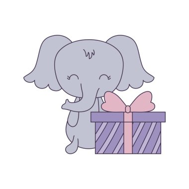 hediye kutusu ile sevimli fil hayvan