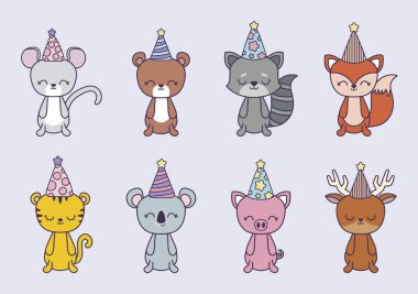 şapka parti ile hayvan grubu