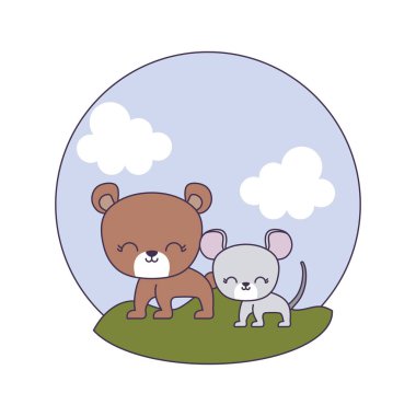 manzara fare ile sevimli ayı