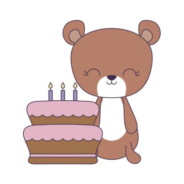 doğum günü pastası ile sevimli ayı