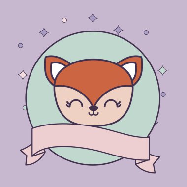 kurdele ile çerçeve dairesel sevimli tilki başkanı