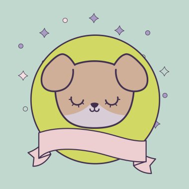 kurdele ile çerçeve dairesel baş sevimli köpek