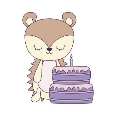 doğum günü pastası ile sevimli kirpi