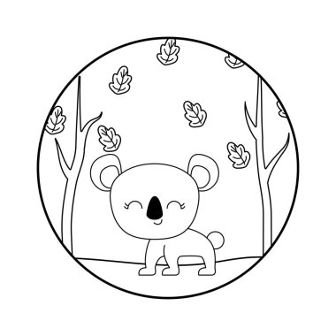 orman sahnesi ile sevimli koala hayvan