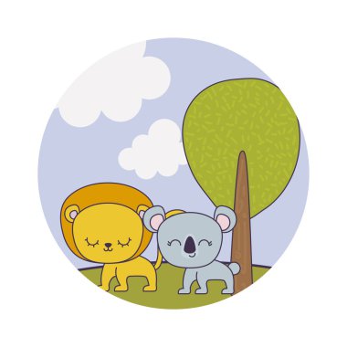 manzara koala ile sevimli aslan