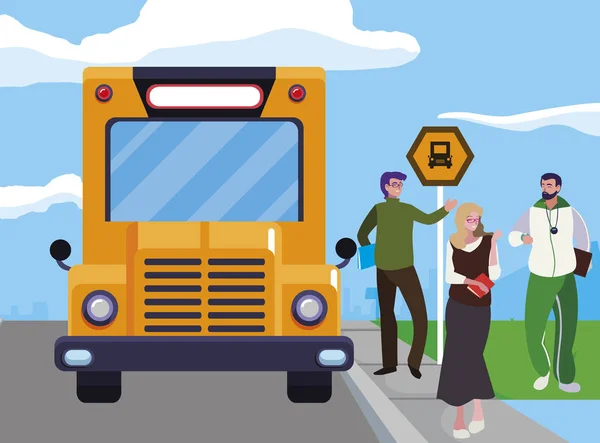 Lärare Classic och sport i Stop Bus — Stock vektor