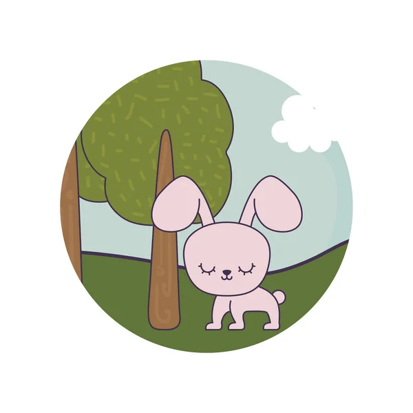 Милое кроличье животное в пейзаже — стоковый вектор