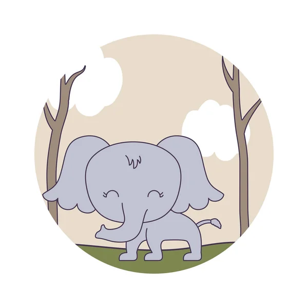 Simpatico animale elefante nella foresta — Vettoriale Stock