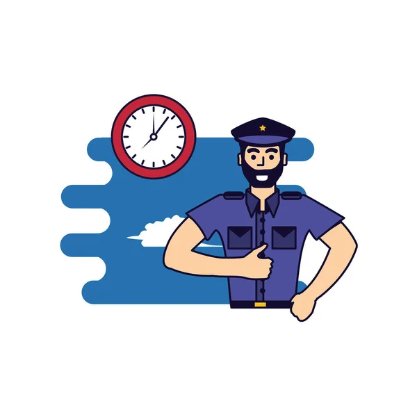 Saat ile polis memuru — Stok Vektör