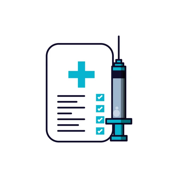 Medizinische Injektion mit dokumentarischem Icon — Stockvektor