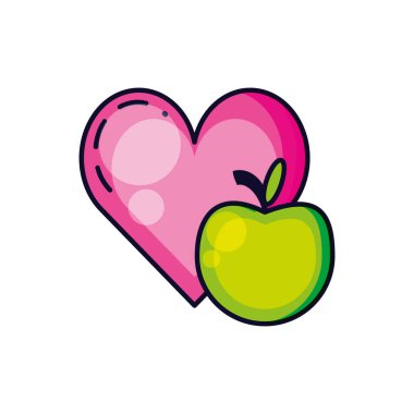 kalp ile taze elma meyve