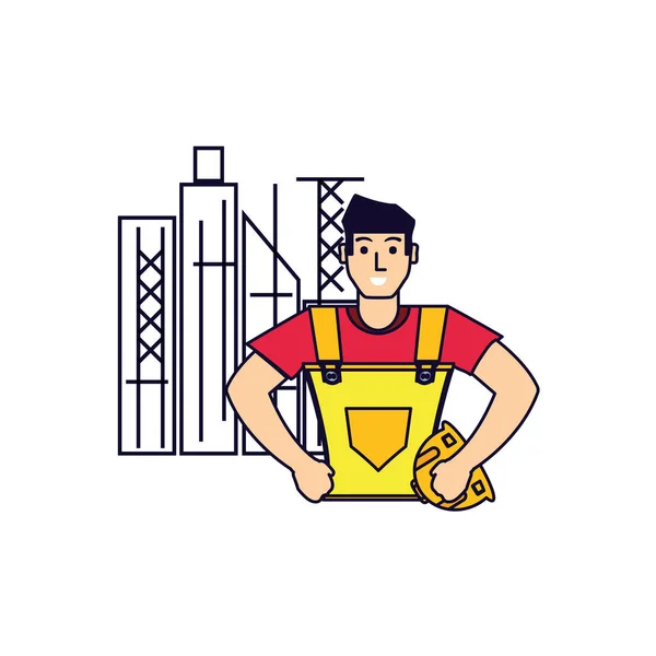 Pracovník konstrukce muž s panoráma — Stockový vektor