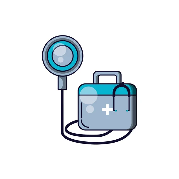 First aid kit with stethoscope medical — Stock Vector