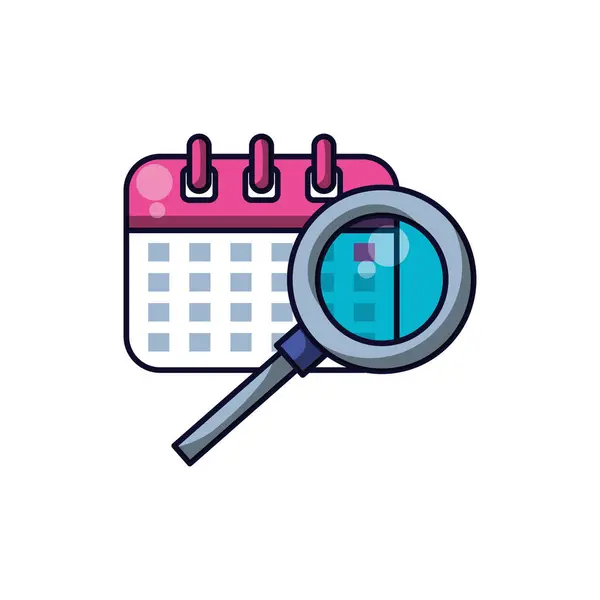 Calendar reminder date with magnifying glass — Stock Vector