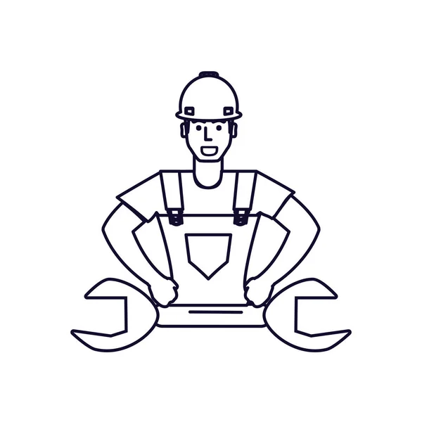 Obrero constructor con llave inglesa — Archivo Imágenes Vectoriales