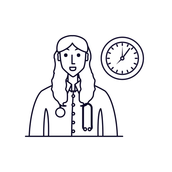 Doktor kadın saat ile profesyonel — Stok Vektör