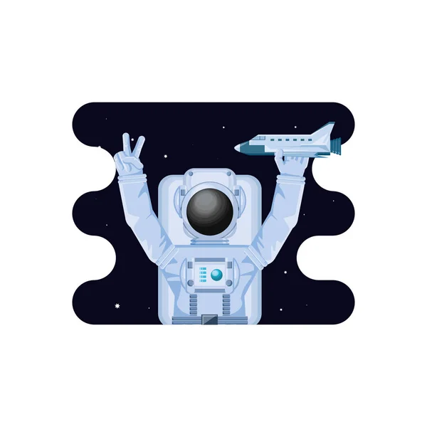 Astronaut character in space scene — Stock Vector