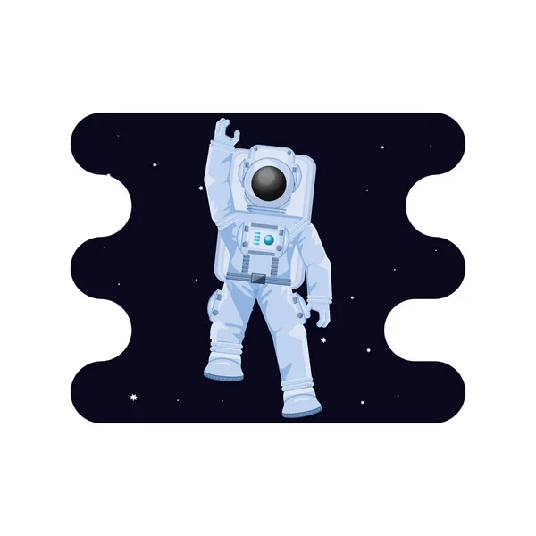 Uzay sahnesinde astronot karakteri — Stok Vektör