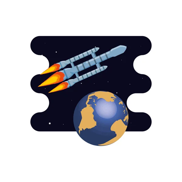 Земляна планета з простором ракетної сцени — стоковий вектор