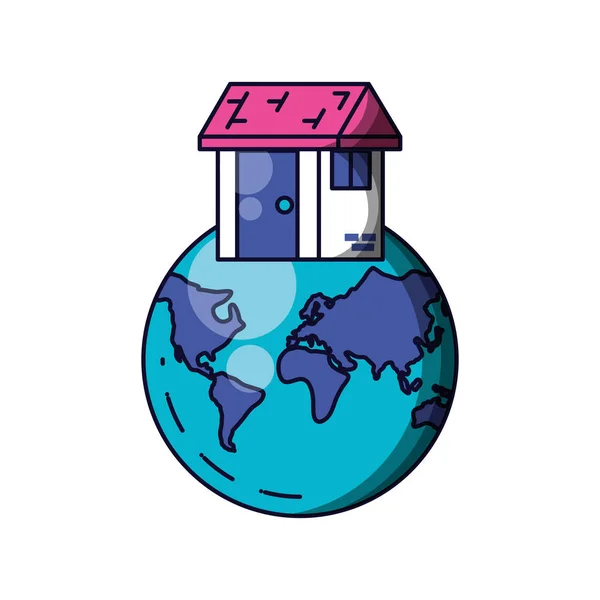 Planeta Pământ cu clădire de case — Vector de stoc