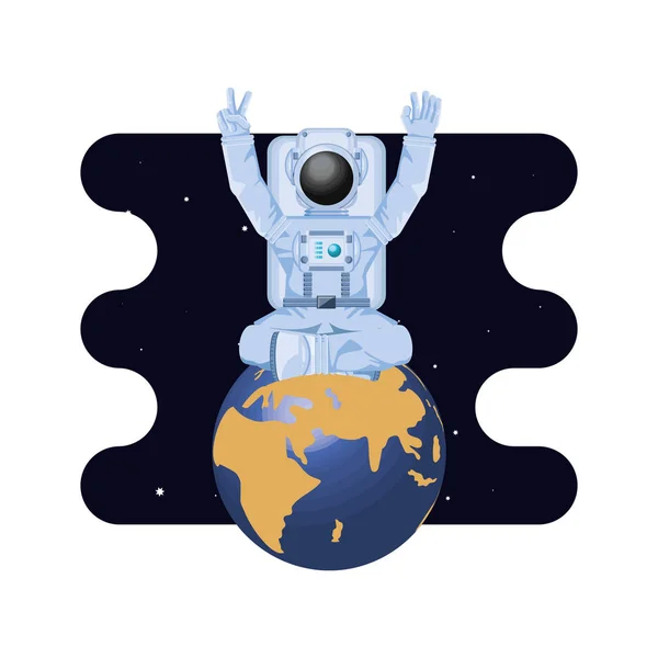 Planeta Pământ cu astronaut scenă spațiu — Vector de stoc