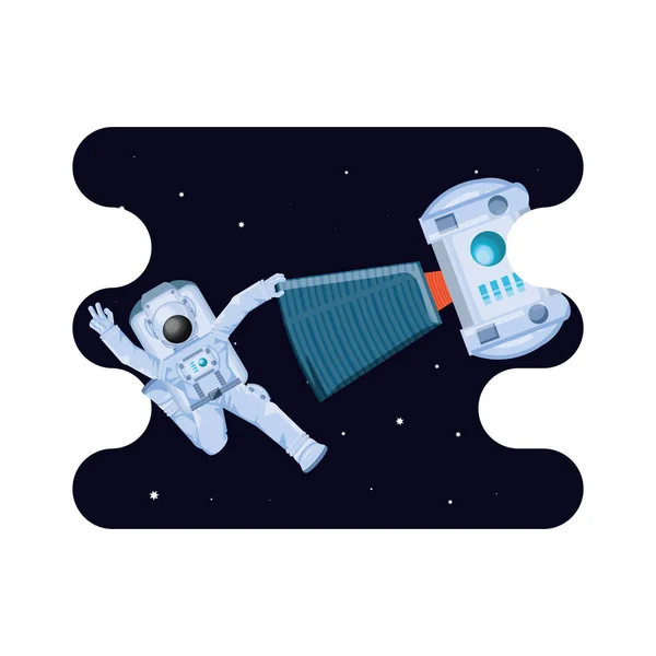 Космонавт со спутниковой сценой — стоковый вектор