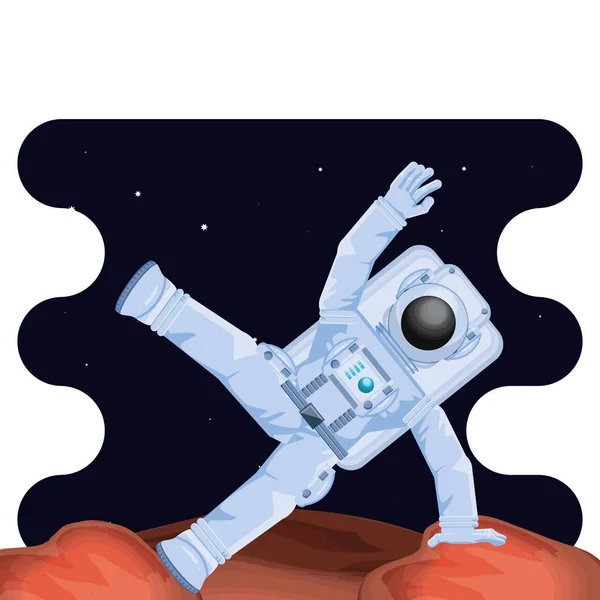 Astronauta personaje en escena espacial — Archivo Imágenes Vectoriales