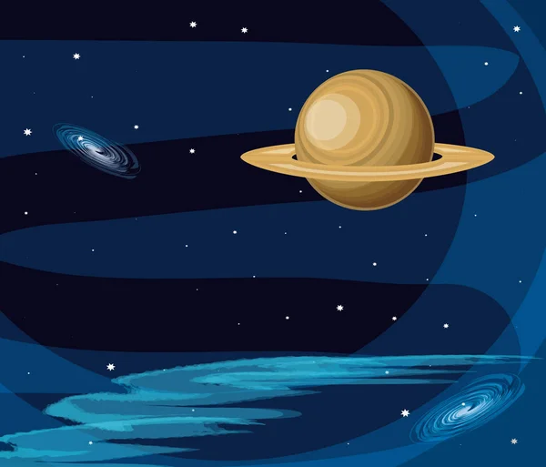 Saturn planeta cena espaço — Vetor de Stock