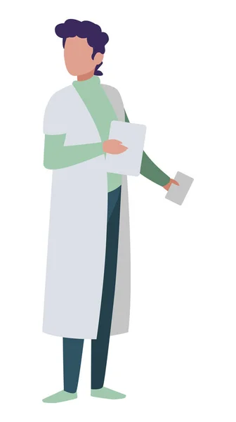 Медицинский работник в форме и с документами — стоковый вектор