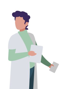 üniforma ve belgeler ile erkek tıp işçisi