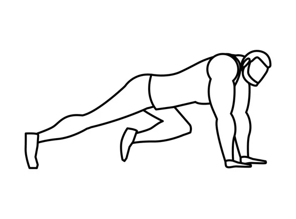Sterke atletische man doet push-ups — Stockvector