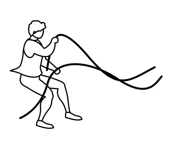 运动男子练习与弹性带的兴奋 — 图库矢量图片