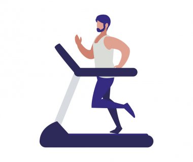 elektrikli koşu bandı bant çalışan atletik adam