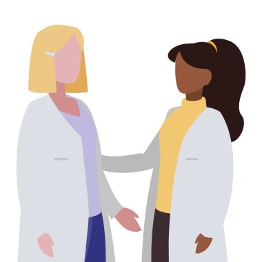 Tek tip karakterlerle ırklar arası kadın tıp çalışanları