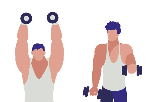 Athletic men weight lifting characters — Stock Vector