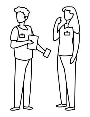 üniforma karakterleri ile çift tıp işçileri