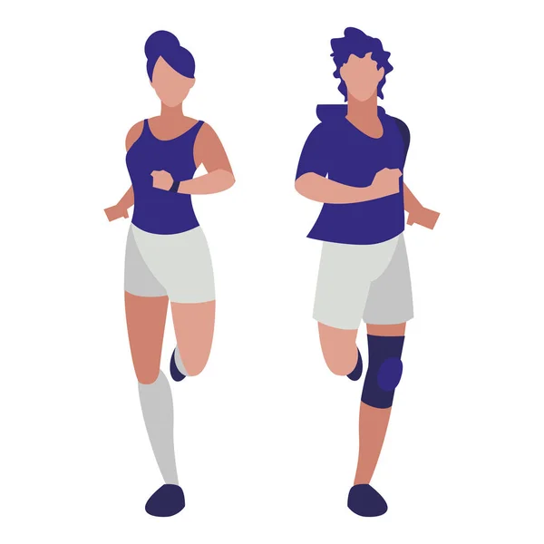 Atletismo pareja corriendo caracteres — Vector de stock