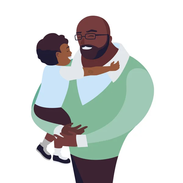Afro padre con hijo caracteres — Vector de stock