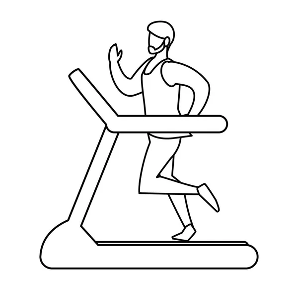 Спортсмен працює в електричній біговій стрічці — стоковий вектор