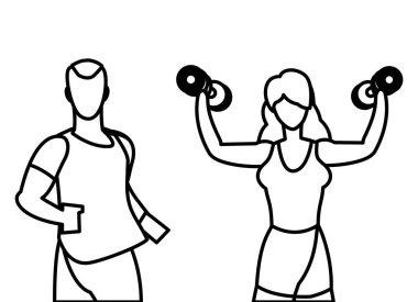 atletik adam çalışan ve kadın ağırlık kaldırma