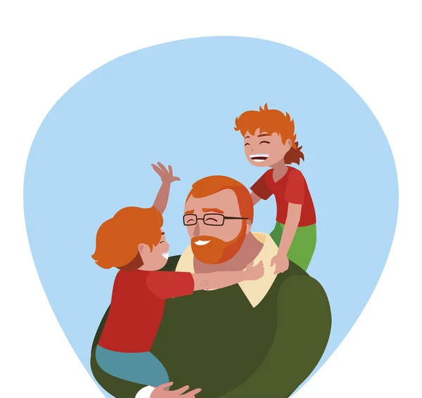 Pai com filhos personagens —  Vetores de Stock