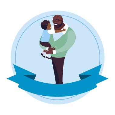 çerçeve içinde oğlu karakterleri ile afro baba