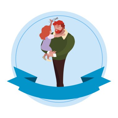 çerçeve içinde kızı karakterleri ile baba