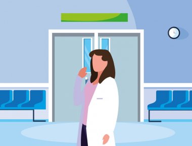 ameliyathane girişinde kadın ilaç işçisi