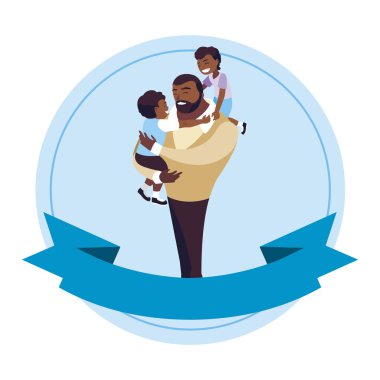 çerçeve içinde oğulları karakterleri ile afro baba