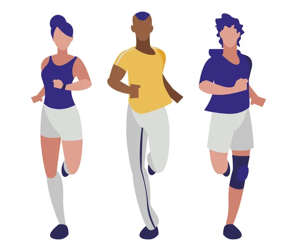 Athlétisme groupe gens courir personnages — Image vectorielle
