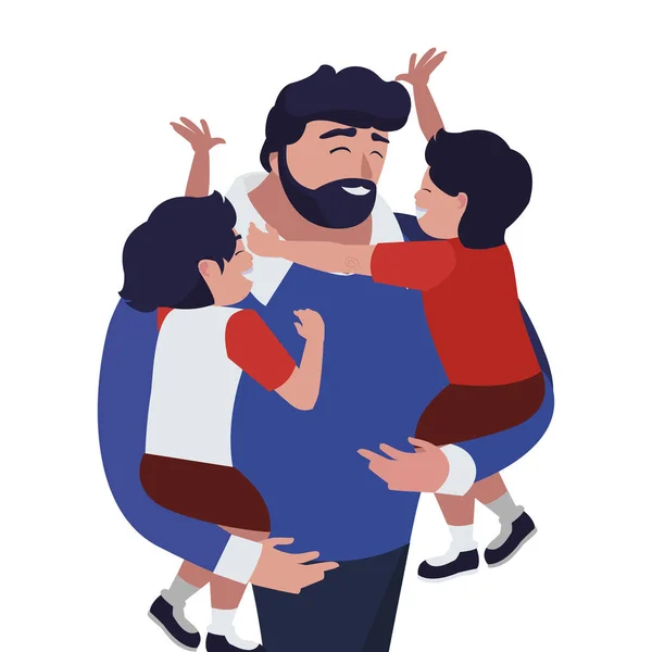 Pai com filhos personagens —  Vetores de Stock