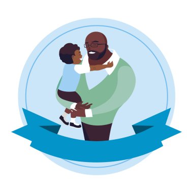 çerçeve içinde oğlu karakterleri ile afro baba