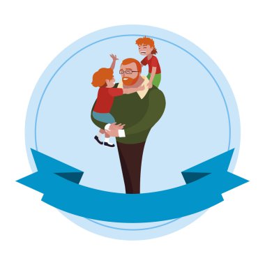 çerçeve içinde oğulları karakterleri ile baba